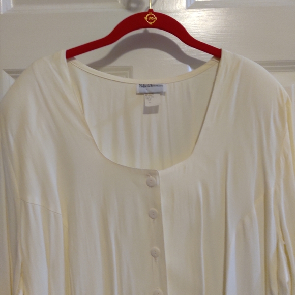 Vintage Natural Resources Women's Off White with Tie Button Down Blouse Size 20 - Picture 3 of 8